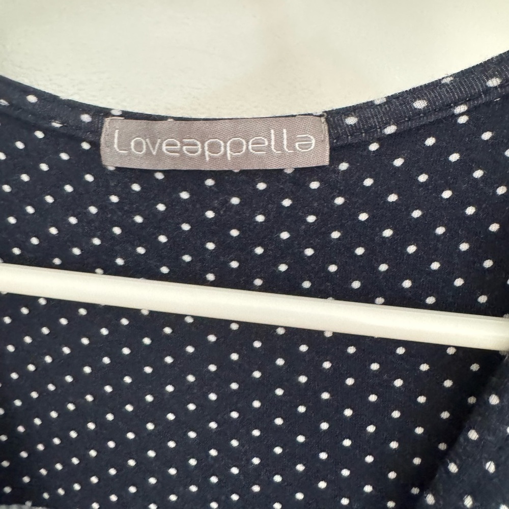 Loveappella Dark Blue and White Dot Ruffled Dress